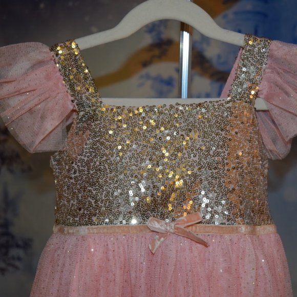 NWT ~ Girls Just Couture Sparkle Pink & Gold Skylar Dress $101 - Picture 7 of 10